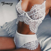 Γυναικεία δαντέλα σετ με σουτιέν και μπικίνι με ψηλή μέση