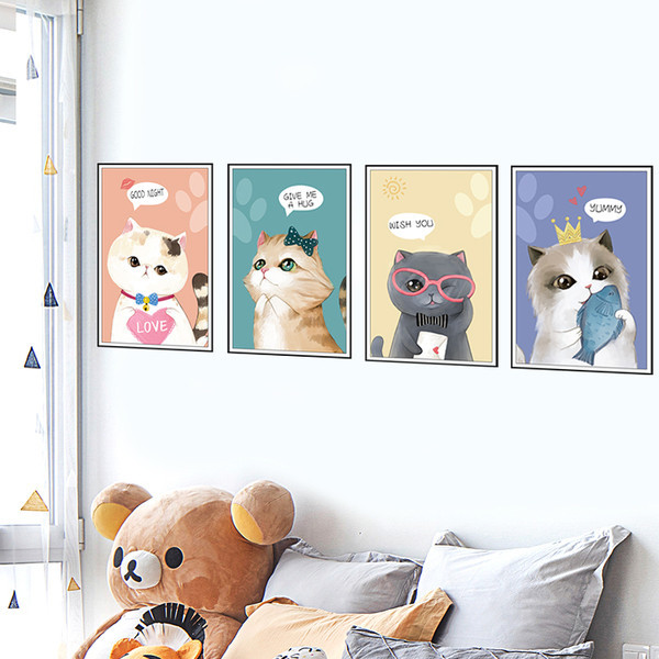 Fali dekorációs macskák öntapadós feliratokkal