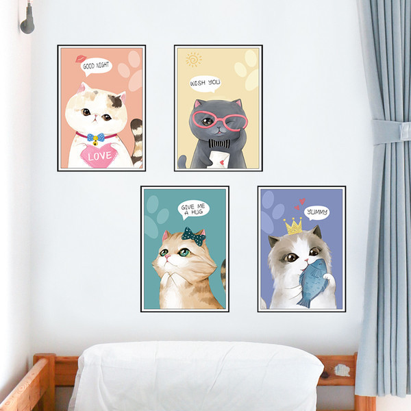 Fali dekorációs macskák öntapadós feliratokkal