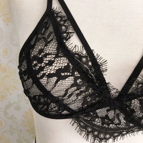 Čipkasti ženski crni komplet