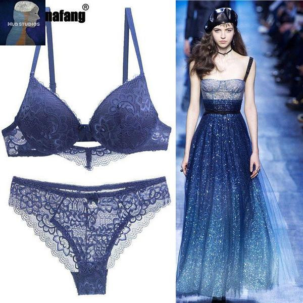 Női csipke szett szalaggal - két részes