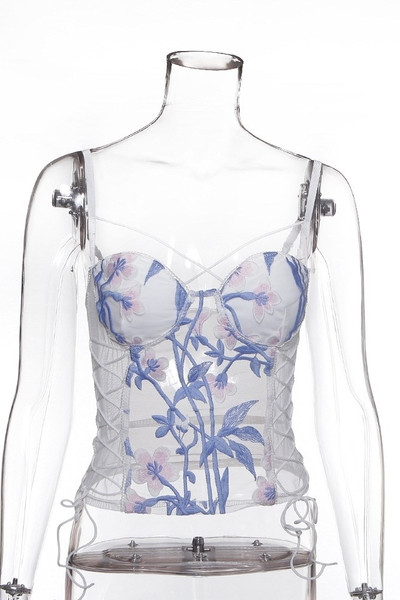 Női fűző csipkével és nyakkendővel