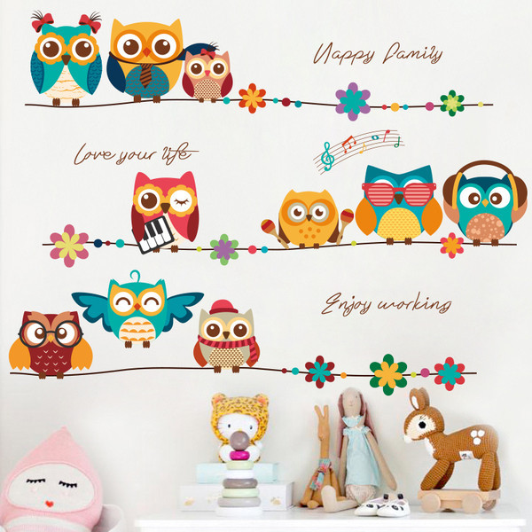 Lipdukas su pelėda vaikų kambariui