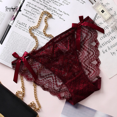 Κομψά δαντελένια γυναικεία μπικίνι με κορδέλες