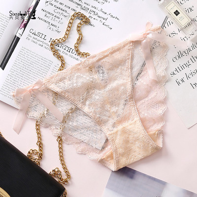 Κομψά δαντελένια γυναικεία μπικίνι με κορδέλες