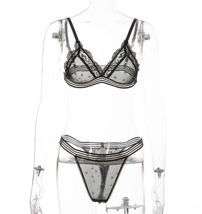 Átlátszó fehérnemű szett két részből fekete színben