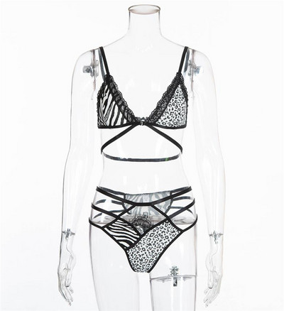 Állatmintás női fehérnemű szett fekete-fehér színben