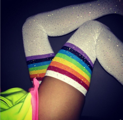 Női hosszú zokni fényes részecskékkel