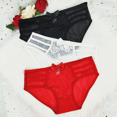 3 db női pamut bikini szett szalaggal