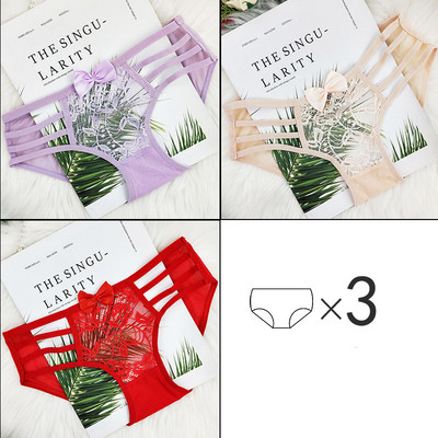 3 db női pamut bikini szett szalaggal