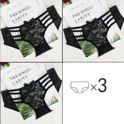 3 db női pamut bikini szett szalaggal