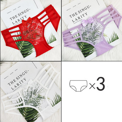 3 db női pamut bikini szett szalaggal