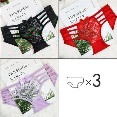 3 db női pamut bikini szett szalaggal