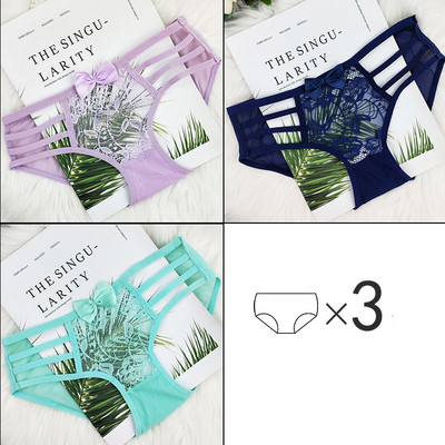 3 db női pamut bikini szett szalaggal