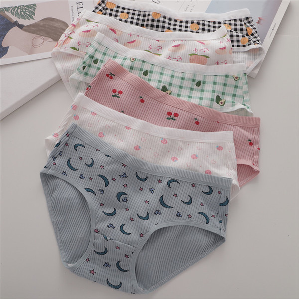 Γυναικείο βαμβακερό μπικίνι με χρωματιστό μοτίβο - ένα σετ από έξι κομμάτια