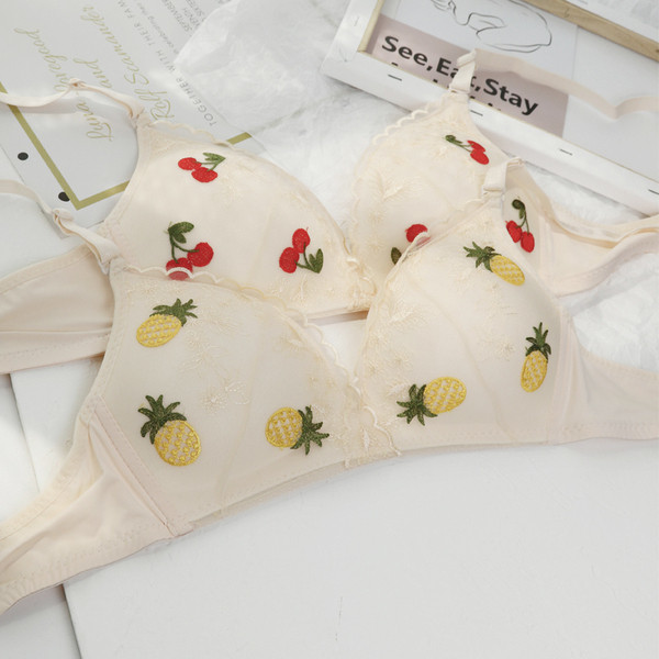 Casual γυναικείο σουτιέν με δαντέλα και έγχρωμη εκτύπωση