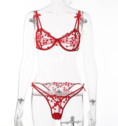 Κόκκινο σετ εσωρούχων σε δύο μέρη