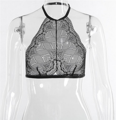 Modern női csipke mellszobor fekete színben