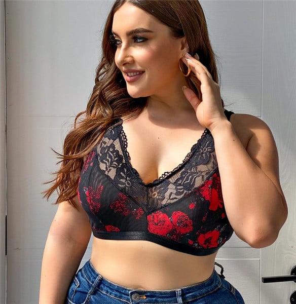 Virágmintás női csipke melltartó