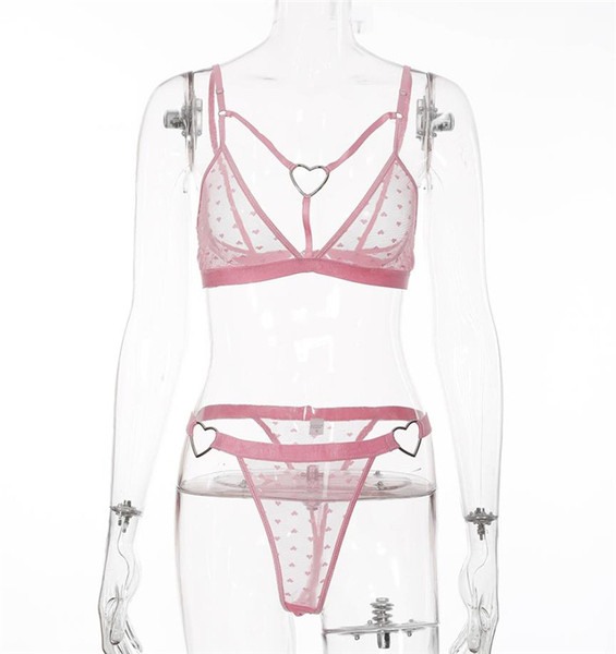 Modern női fehérnemű szett rózsaszín fém elemekkel