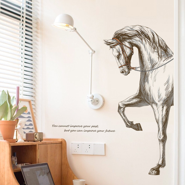 Fali dekoráció lóval és öntapadó felirattal