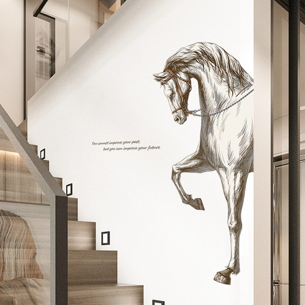 Fali dekoráció lóval és öntapadó felirattal