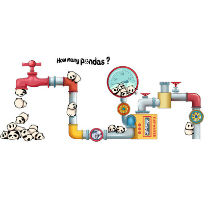 Öntapadó faldísz pandákkal és különféle elemekkel