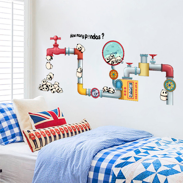 Öntapadó faldísz pandákkal és különféle elemekkel