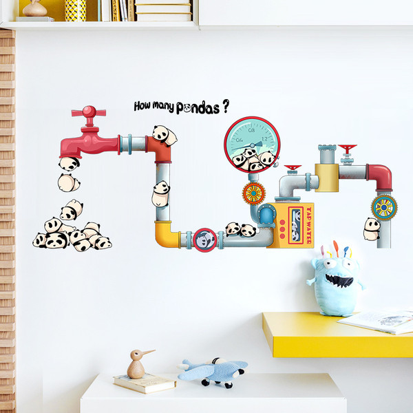 Öntapadó faldísz pandákkal és különféle elemekkel