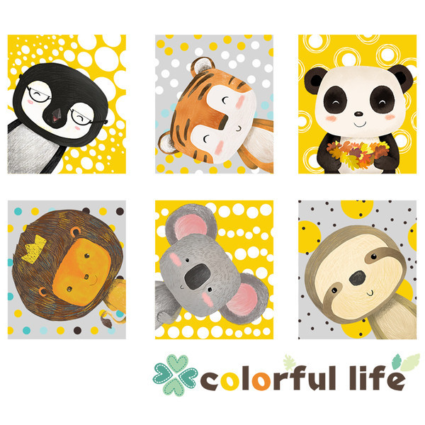 Különböző állatokkal díszített gyerekszoba öntapadós