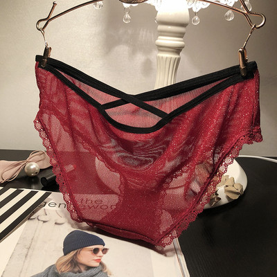 Γυναικεία μπικίνι με γυαλιστερό εφέ και δαντέλα