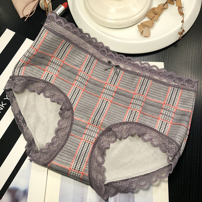 Γυναικείο καρό μπικίνι με ψηλή μέση και δαντέλα