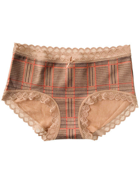 Γυναικείο καρό μπικίνι με ψηλή μέση και δαντέλα