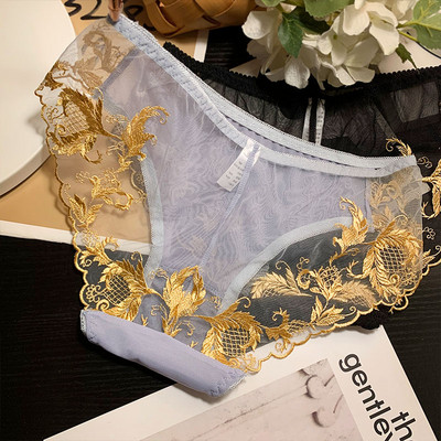 Női átlátszó bikini színes hímzéssel