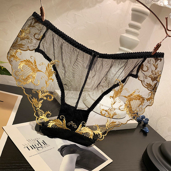 Női átlátszó bikini színes hímzéssel