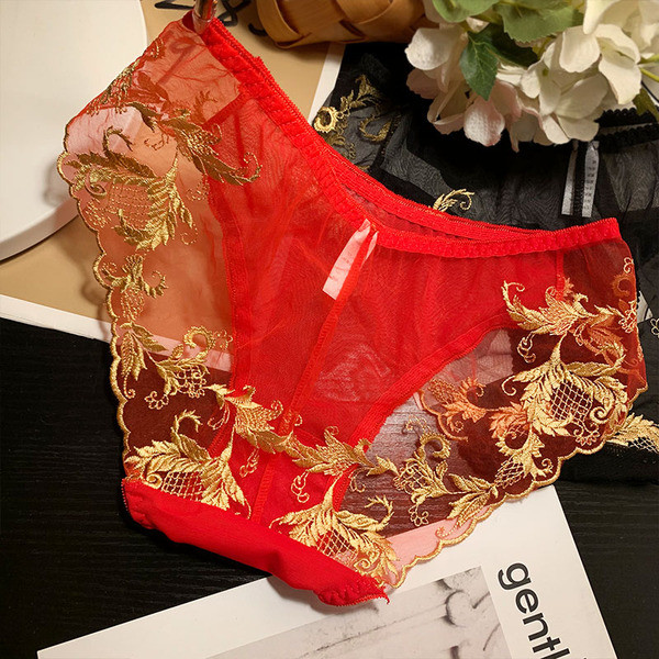 Női átlátszó bikini színes hímzéssel