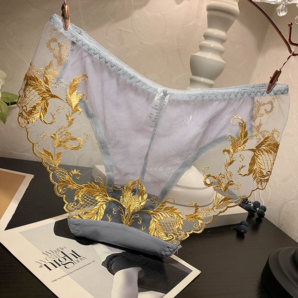 Női átlátszó bikini színes hímzéssel