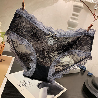 Δαντελωτό μπικίνι με πλέγμα και κορδέλα