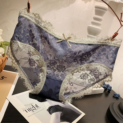 Δαντελωτό μπικίνι με πλέγμα και κορδέλα