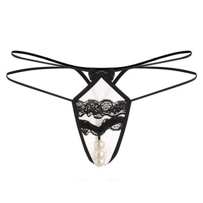 Γυναικεία στρινγκ με πέρλες και δαντέλα