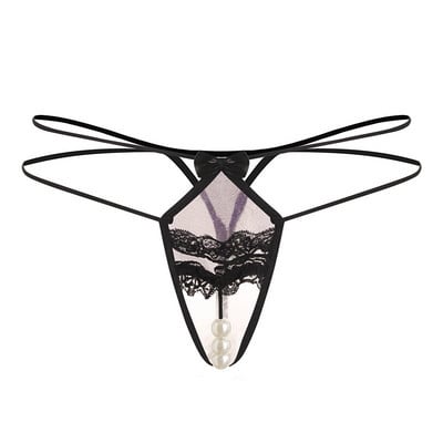 Γυναικεία στρινγκ με πέρλες και δαντέλα