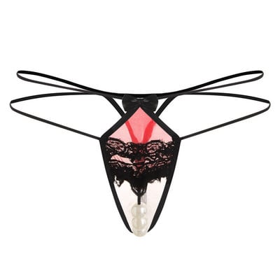 Γυναικεία στρινγκ με πέρλες και δαντέλα