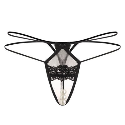 Γυναικεία στρινγκ με πέρλες και δαντέλα