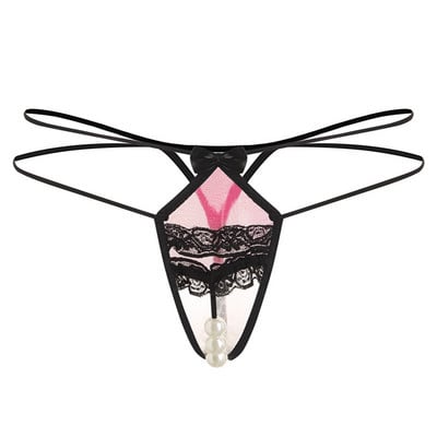 Γυναικεία στρινγκ με πέρλες και δαντέλα