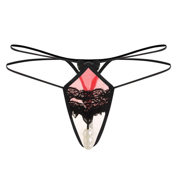 Γυναικεία στρινγκ με πέρλες  και δαντέλα