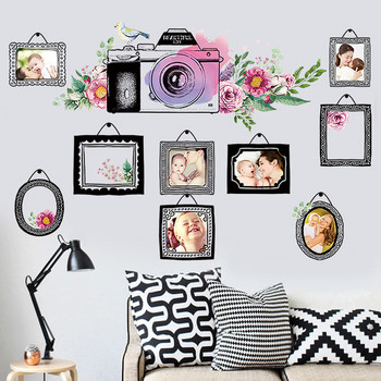 Αυτοκόλλητο τοίχου με αυτοκόλλητες εικόνες και λουλούδια