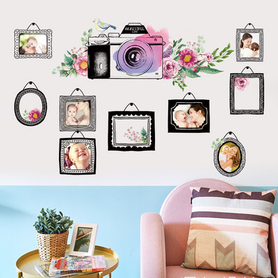 Wall sticker with pictures and flowers self-adhesive
