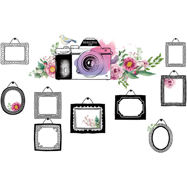 Öntapadós falmatrica képekkel és virágokkal