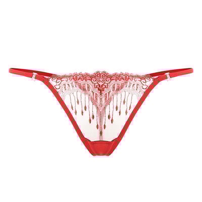 Átlátszó női tanga hímzéssel