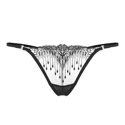 Átlátszó női tanga hímzéssel